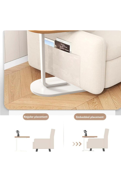 HayaBazaar C-Shaped Side Table with Metal Frame,Coffee Table,Sofa Side Table