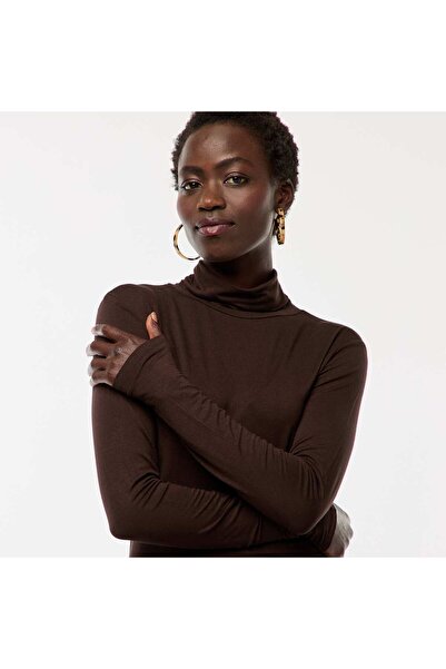 KİABİ Roll-Neck Long-Sleeve Top BROWN