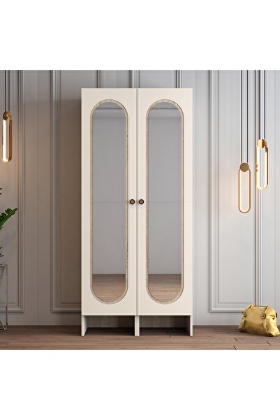 Variant Mobilya Münih 2 Kapılı Aynalı Gardrop (33) - Traverten Mermer