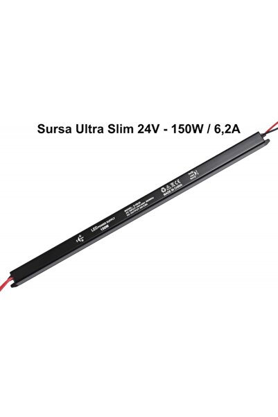 ElectroAZ Power Supply, Ultra Slim Black, 24V, 150W, 6.2A, Indoor, IP20