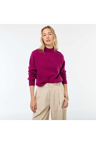 KİABİ سترة محبوكة برقبة عالية باللون الأرجواني