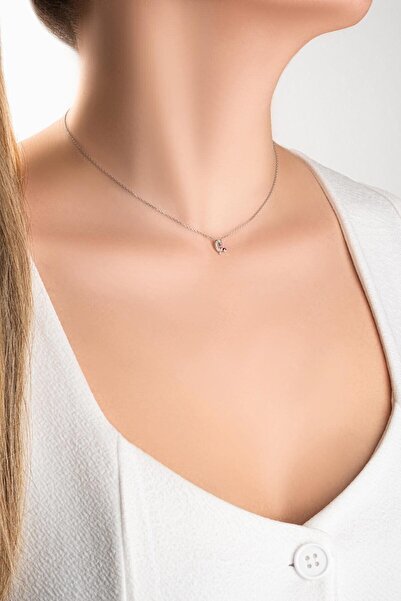 So CHIC... Ç Harfi 18 Ayar Beyaz Altın Kaplama 45 Cm Gümüş Nazar Kolye