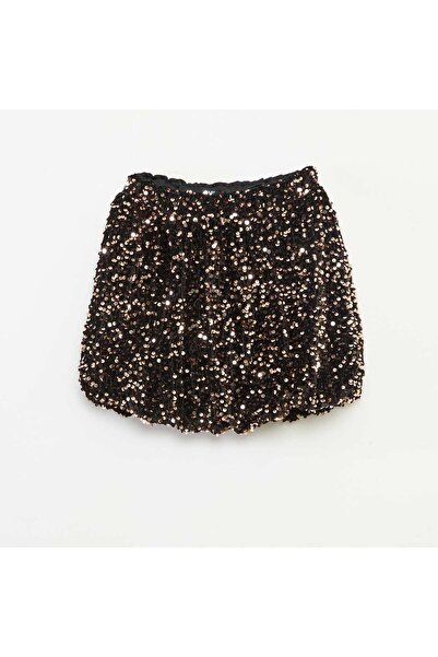 KİABİ Short sequin skirt in a solid colour YELLOW