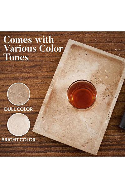 Radicaln Travertine Tray 12" Marble Rectangle – Handmade Serving Tray for Coffee Table & Kitchen Decor