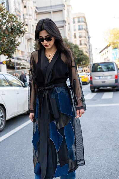 VorNişantaşı Kadın Tasarım Tül File Uzun Hırka