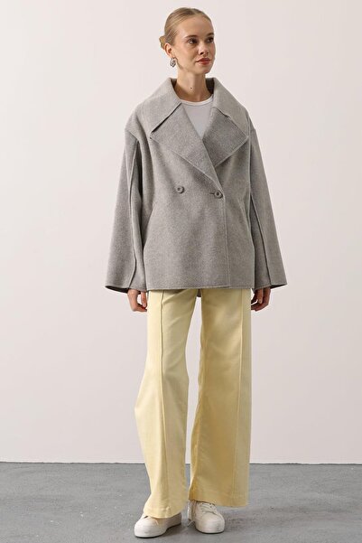 VAGGON Wide Collar Double Pocket Cashmere Jacket