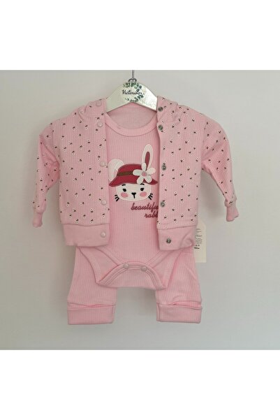 Victorino Set Iepuraș Roz (3 piese)