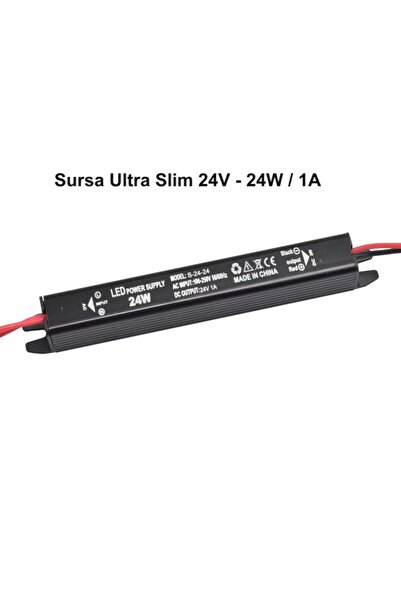 ElectroAZ Sursă de alimentare, Ultra Subțire Neagră, 24V, 24W, 1A, Interior, IP20