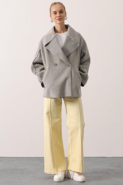 VAGGON Wide Collar Double Pocket Cashmere Jacket