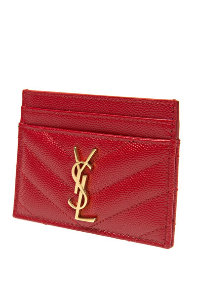 ysl bag Red Chevron Quilted Leather Card Holder