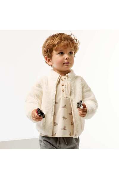 KİABİ Sherpa-Effect Zip-Up Vest WHITE