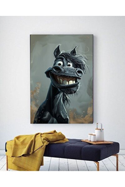 özkacar ÇOCUK ODASI KOMİK GÜLEN AT TABLO EV DUVAR SALON ODA MUTFAK HEDİYELİK ...