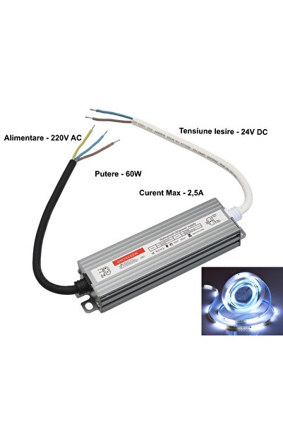 ElectroAZ Slim Power Supply, 24V-60W, Metal Housing, IP67, 2.5A