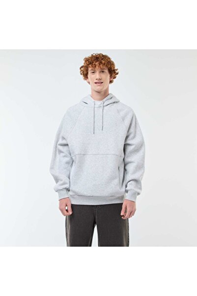 KİABİ هودي سادة مع جيوب بسحاب باللون الرمادي