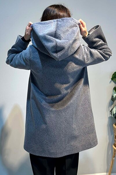 Lale Butik Large Size Zipper Detail Cap Jacket 2590 Gray