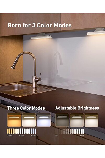 Baseus 42 LED Wireless Under Cabinet Lighting - Magnetic, Dimmable, USB-C Rechargeable