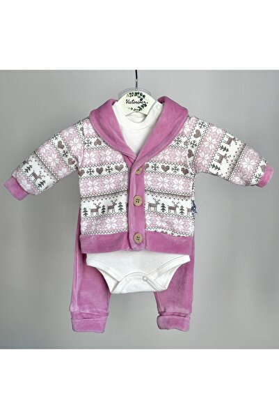 Victorino Set 3 piese cu inimă roz – Catifea