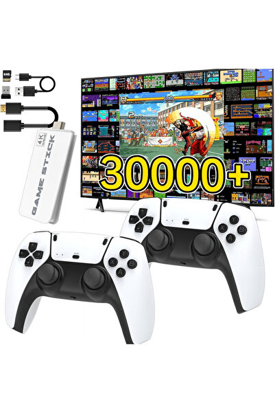 cosmostech 4K Retro Game Stick 64GB – 30.000+ Oyun, 15 Emülatör, 2.4G Kablosuz TV Oyun Konsolu