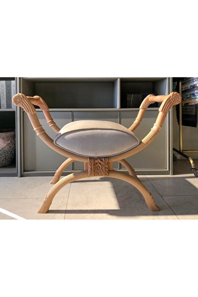 Livamob By Marangoz Klasik Oymalı Masif Oturma Birimi – Kadife Döşeme, Natüre...