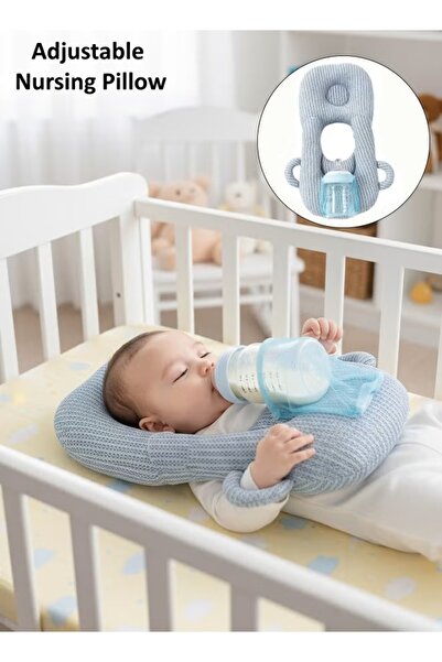 Generic Baby Feeding Pillow Adjustable Nursing Pillow Support Baby Bottle Holder Self-Feeding Pillow (Blue)