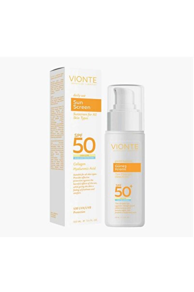 Vionte GÜNEŞ KREMİ SPF50+ KOLAJEN + HYALURONİC ASİT + TÜM CİLTLER İÇİN MAVİ I...