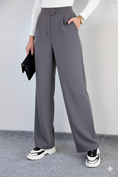 NİCE Stretch Fabric High Waist Palazzo Pants - Wide Leg Fabric Pants -Casual-Comfortable and Stylish Women's Trousers