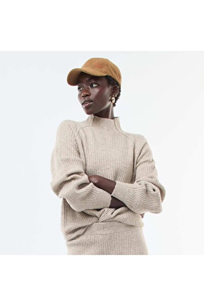 KİABİ Long-Sleeved Ribbed Sweater with High Neck BEIGE