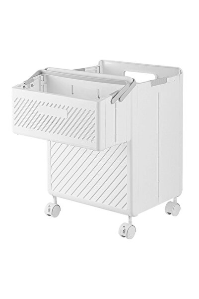 Sinyin Laundry Basket,Large Foldable Laundry Hamper with Wheels,with Removable Side Basket