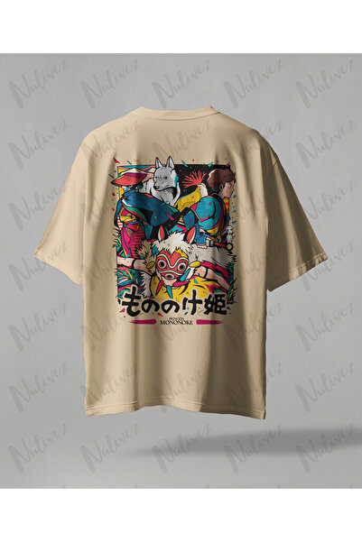 Nulivez Anime Studio Ghibli Princess Mononoke Back Printed High Quality Compact Unisex Oversized T-Shirt