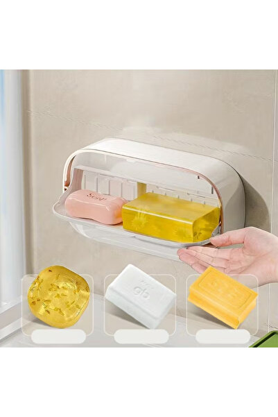 URZ GRUP Wall Mounted Soap Dispenser with Lid and Drainage Compartment