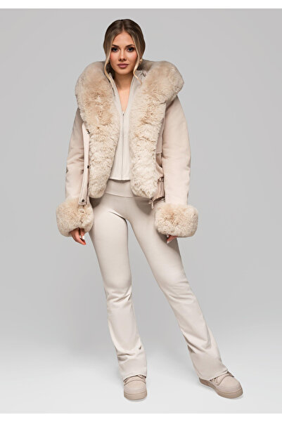 OMBRE Women's Jacket with Removable Fur OW-JALP-0100 v2 - Beige