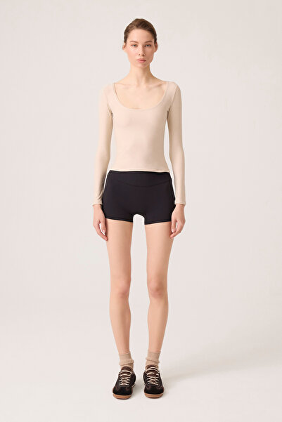 Los Ojos x Ece Beige Melange Μακρυμάνικη Αθλητική Μπλούζα με λαιμόκοψη σε σχήμα U