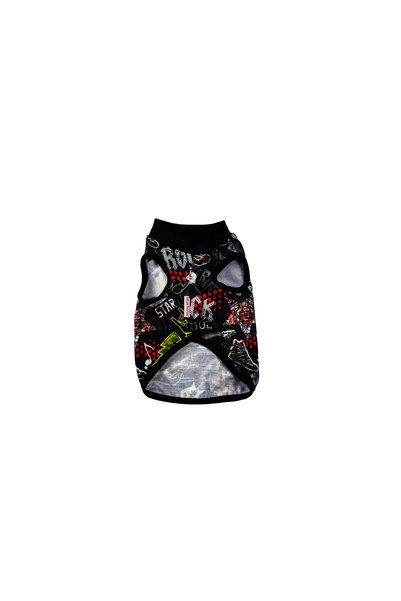 Yumuşak Tüylü Patiler Cat-Dog Guitar Patterned Outfit - Small Breed