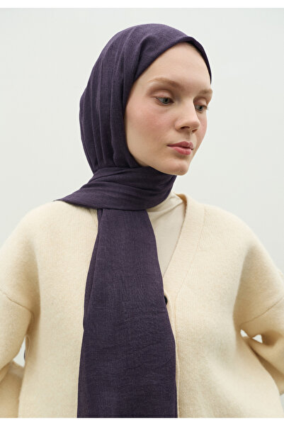 Fresh Cashmere Textured Shawl Eggplant Purple