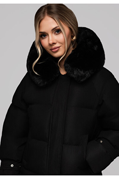 OMBRE Women's insulated jacket with fur OW-JAHP-0105 v1 - black
