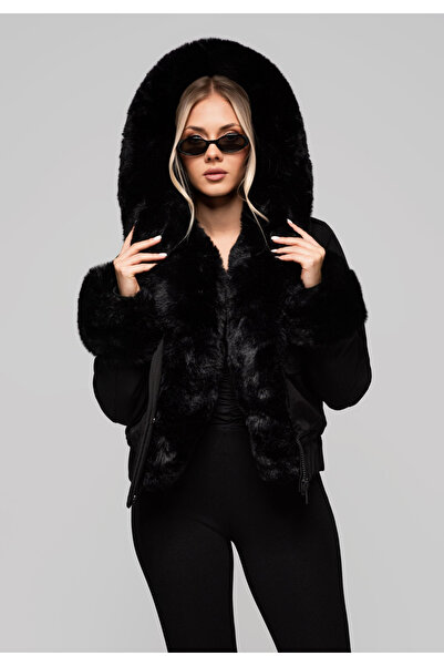 OMBRE Women's Jacket with Removable Fur OW-JALP-0100 v1 - Black