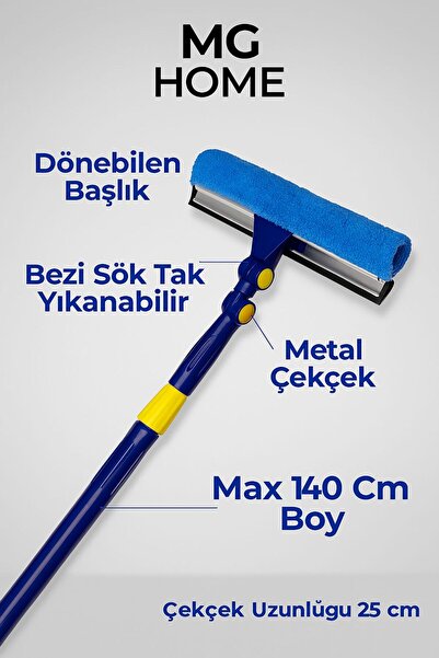 MG HOME Telescopic Glass Cleaning Tool with Metal Squeegee, Rotatable Head, E...