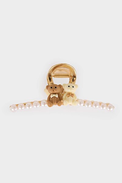 DeFacto Women's Gold Latch Buckle with Mini Teddy Bear Figure F8263Axns
