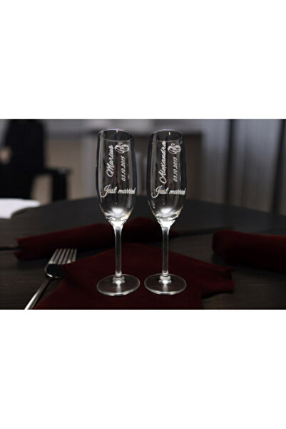 MaliShop Set of champagne glasses, personalized, bride and groom