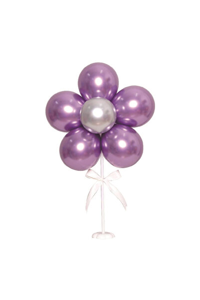 Mirific Party Balloon holder, violet, silver, flower, 40 cm, TZ 5307