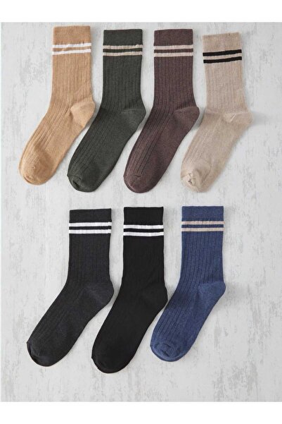 Çorapland 7 Çift Çizgili Desenli Uzun Çorap Unisex