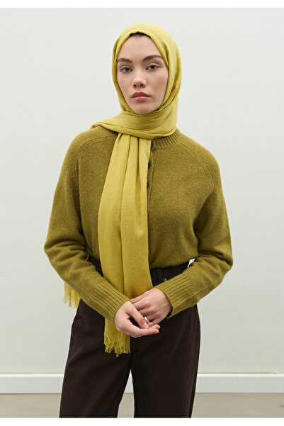 Fresh شال كشميري منسوج بلون أصفر حلو