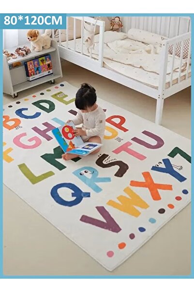 Generic سجادة أطفال ناعمة غير قابلة للانزلاق لغرفة النوم، سجادة لعب قابلة للغسل، سجادة أبجدية للأطفال (80*120 سم)