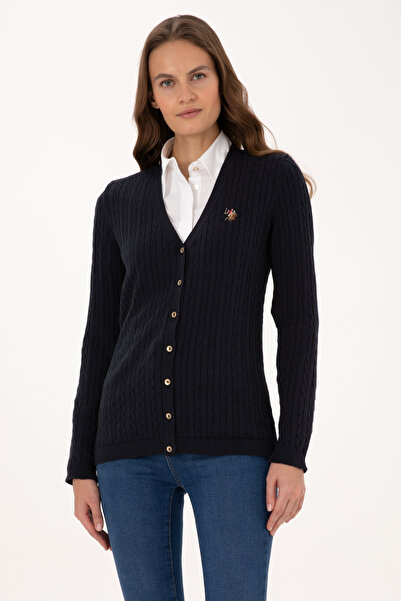 U.S. Polo Assn. Women's Navy Blue Basic Knit Cardigan 50317841-Vr033