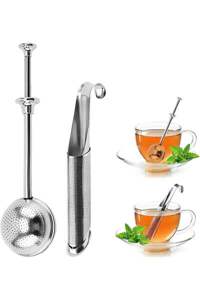 fulina Tea Strainers 2Pcs Stainless Steel Tea Filter, Retractable Handle Tea Infuser with Hook For Many Tea