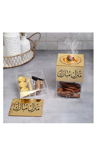 Story of candle مبخرة مع صندوق بخور تأتي بعبارة "منزل مبارك"مع ملقط، ولاعة، وفحم