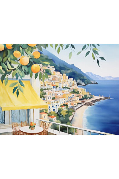 Today Idea ديكور جداري مطبوعات فنية لساحل أمالفي بألوان مائية