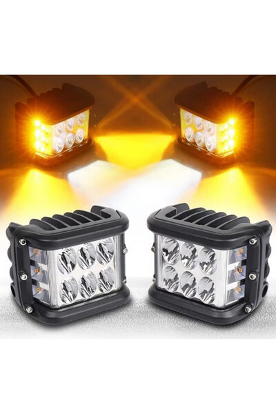 OEM Proiector LED Auto Offroad Bicolor, alb si galben, 12-24V, 45W, cu functi...