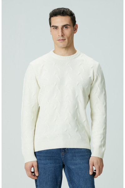 Network Limited Kırık Beyaz Yün Kaşmir Karışımlı Triko