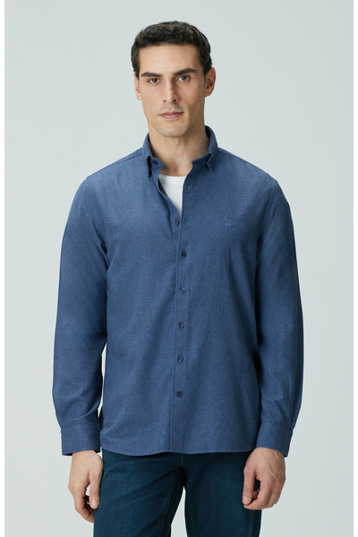 Network İndigo Flanel Cotton Gömlek